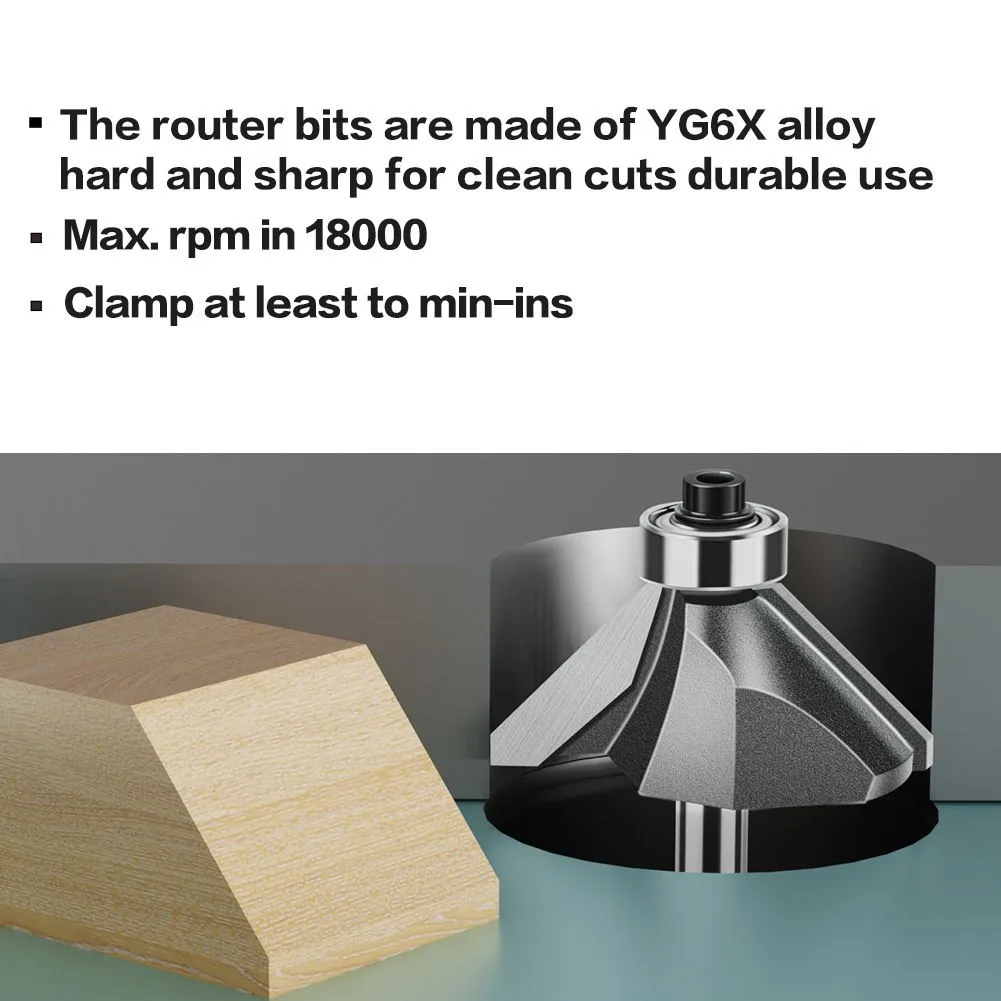 12mm*5/8 45-Degree Chamfer Router Bit for Woodworking Edge Shaping for Furniture and Cabinet Projects(Gray)