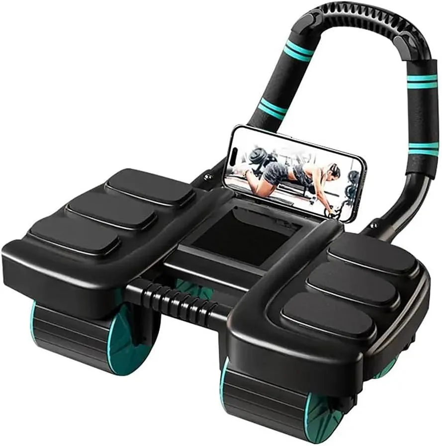 Automatic Rebound Ab Roller with Six-Point Elbow Support & Phone Holder for Home Gym Core Workout