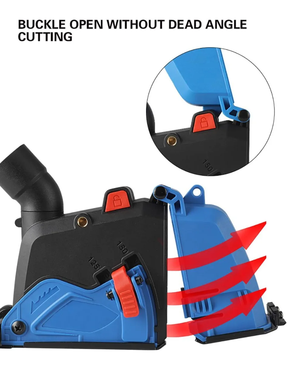 Dust Extraction Cutting Guard, Adjustable Cutting Depth Angle Grinder Dust Shroud, Cutting Dust Shroud Dust Collection Attachment Support Connection to Vacuum Cleaner, Basic version (Blue)