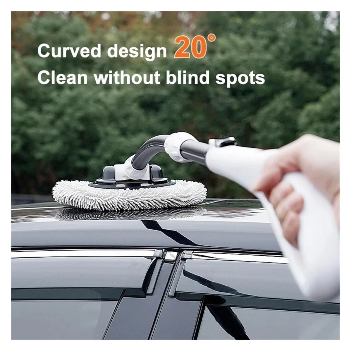 Car Wash Brush with Telescopic Handle – Large Grip, Bendable Head, and Two Brush Heads for Efficient Cleaning(white)