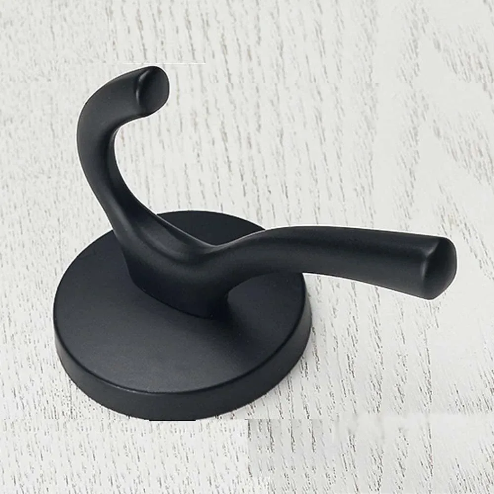 4 Pack Wall Hooks, Heavy Duty Self Adhesive Coat Towel Robe Hangers for Bathroom Kitchen, Black