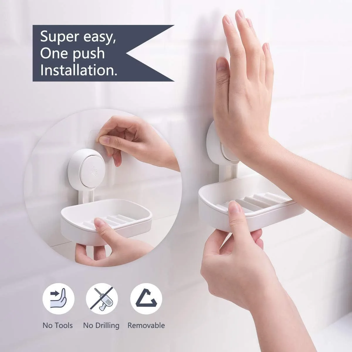 5 Pack Suction Cup Storage Baskets, Drill-Free Wall Organisers for Soap, Towels, Toiletries, Kitchen and Bathroom Use
