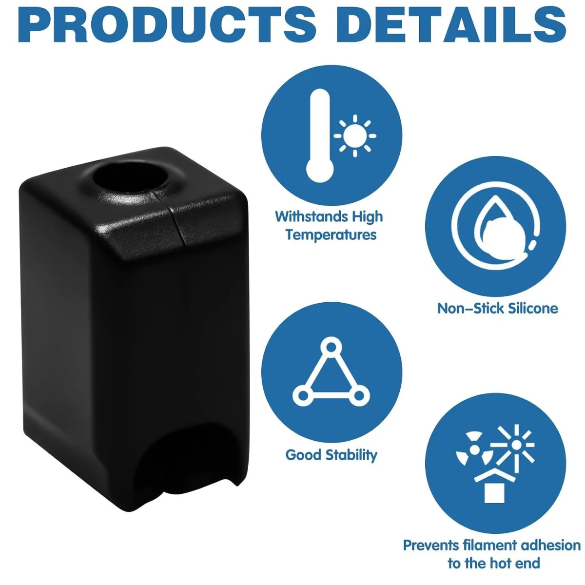 10 Pack Silicone Sock for Bambu Lab P1S, Hotend Heater Block Silicone Cover Nozzle 3D Printer Print Head Boot, Black