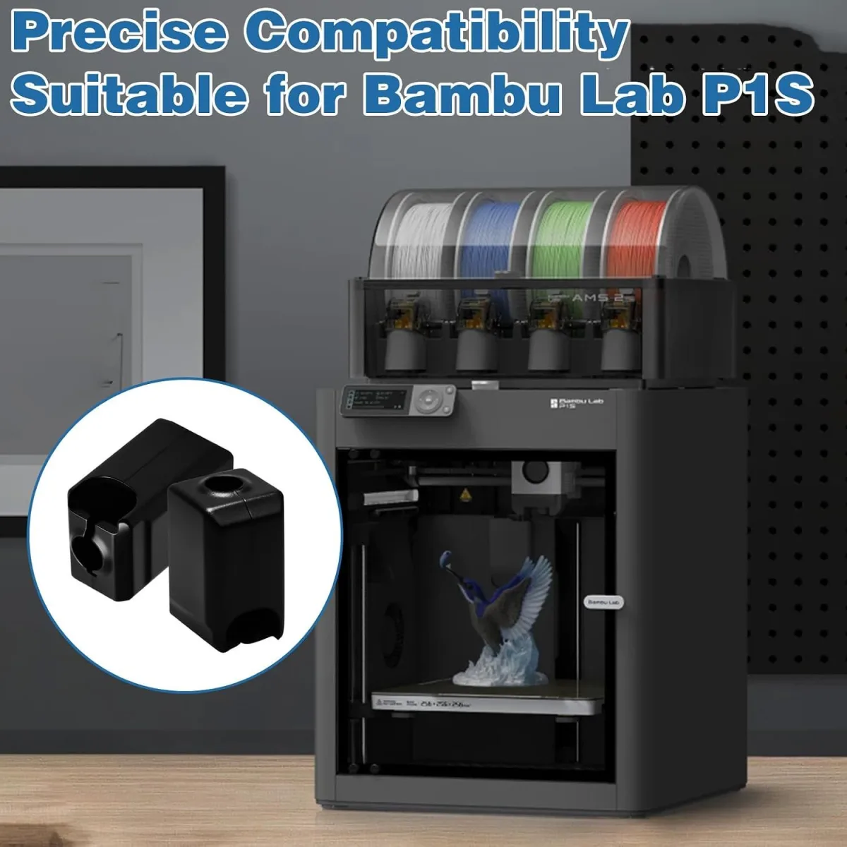 10 Pack Silicone Sock for Bambu Lab P1S, Hotend Heater Block Silicone Cover Nozzle 3D Printer Print Head Boot, Black
