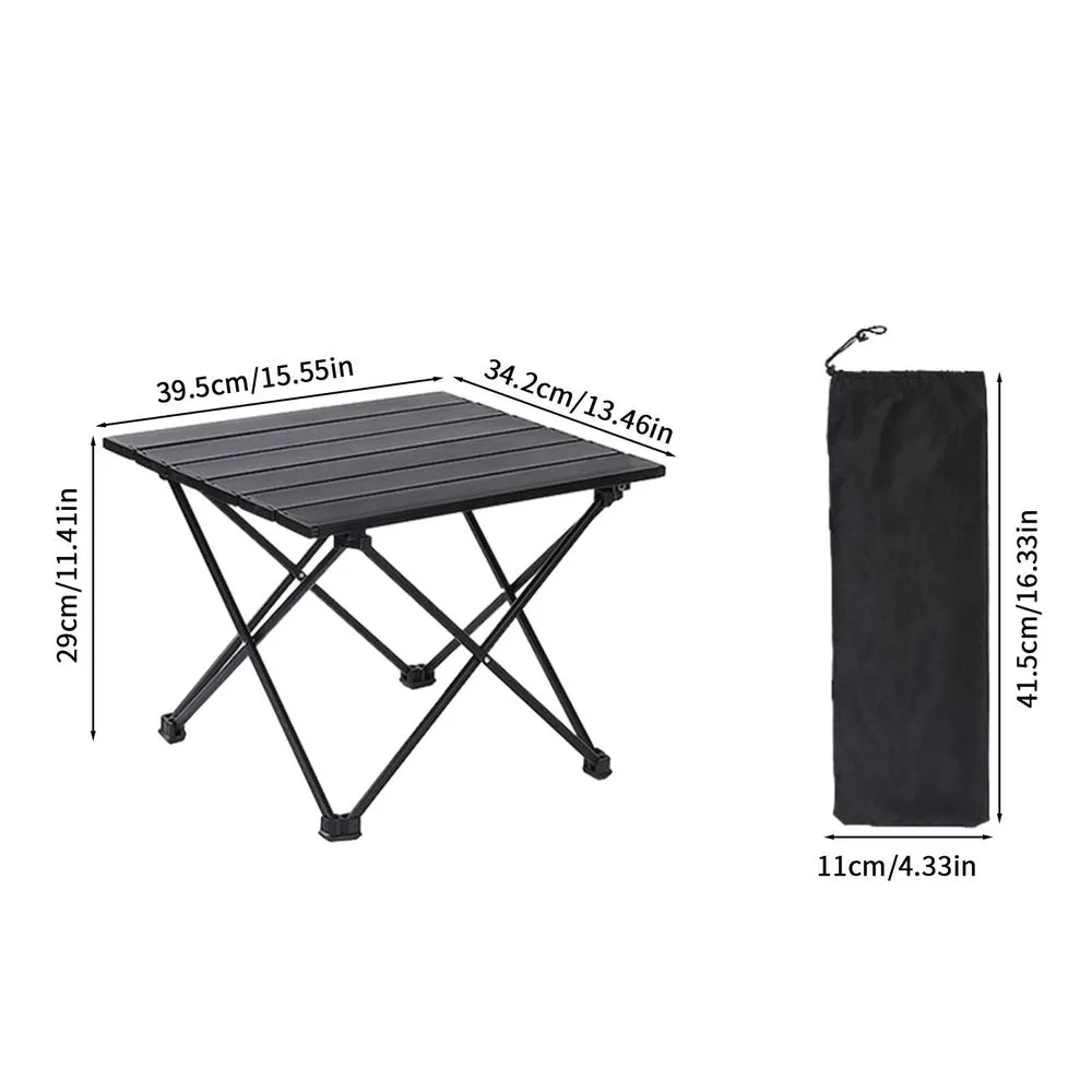 Camping Table, Folding Portable Camp Side Table, Lightweight Camping Table with Carry Bag, Ideal for Beach Outdoor Hiking Picnics BBQ Cooking Dining Kitchen, Black