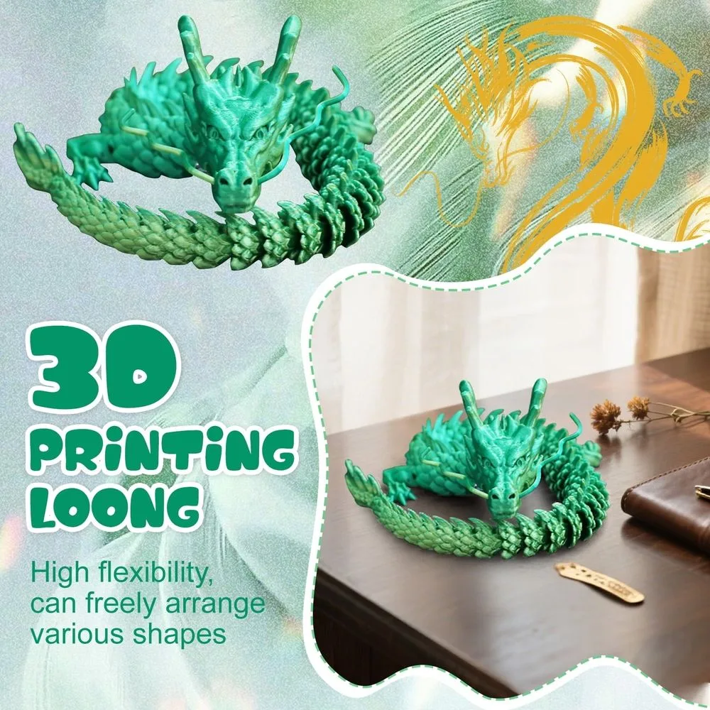 3D Printed Dragon Figures Multi-Jointed Movable Dragon Model Toys Tabletop Decorative Ornament Birthday Gifts Green
