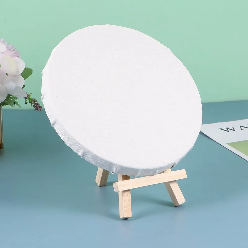 4Pcs Round Art Panels Canvas Frame Set White Suitable for Oils Acrylic Drawing