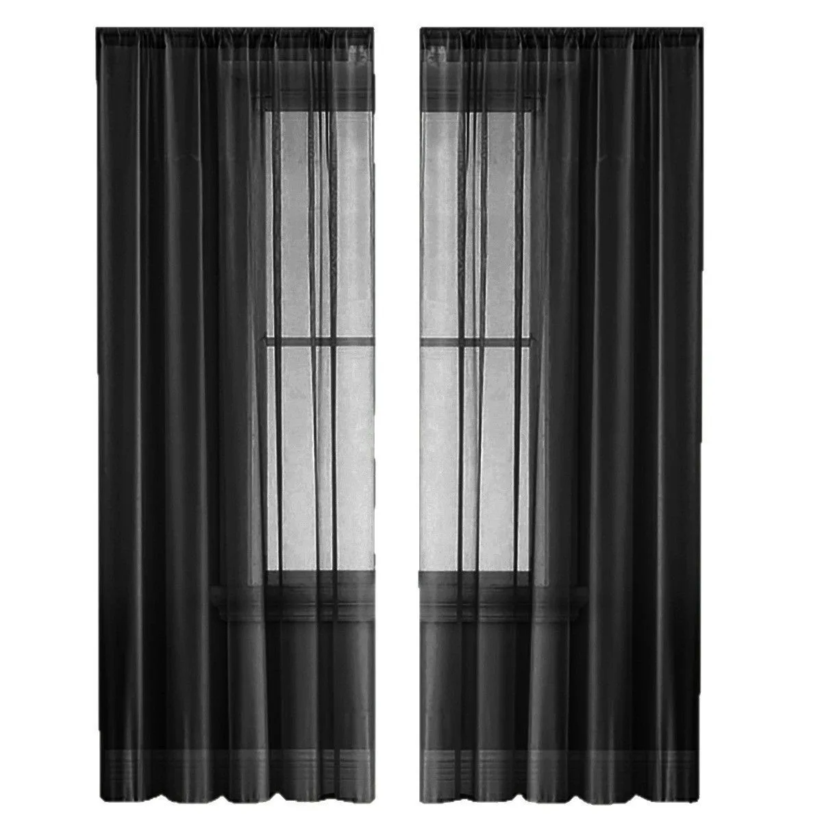 2 Pack Semi Blackout Sheer Curtains Green