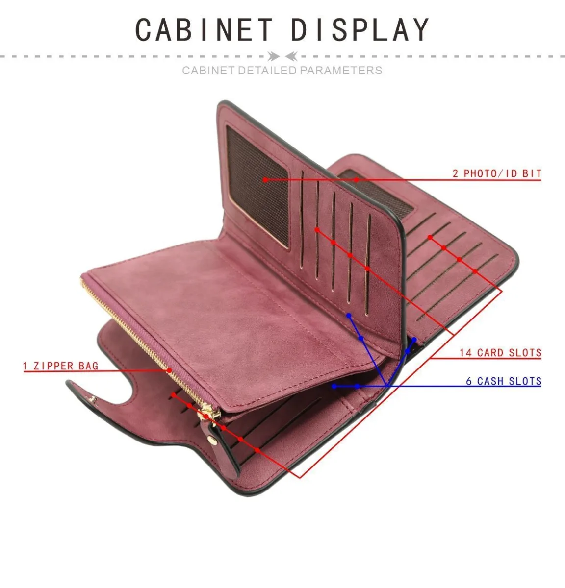Green Large Capacity Long Wallet Frosted PU Leather