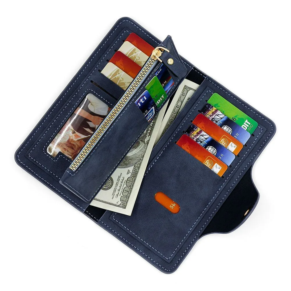 2Pcs Gray Matte Long Wallet