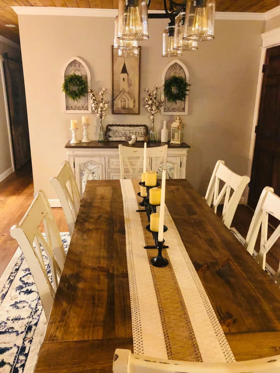 2-Pack Table Runner MX104, Beige Linen Texture, With Tassels