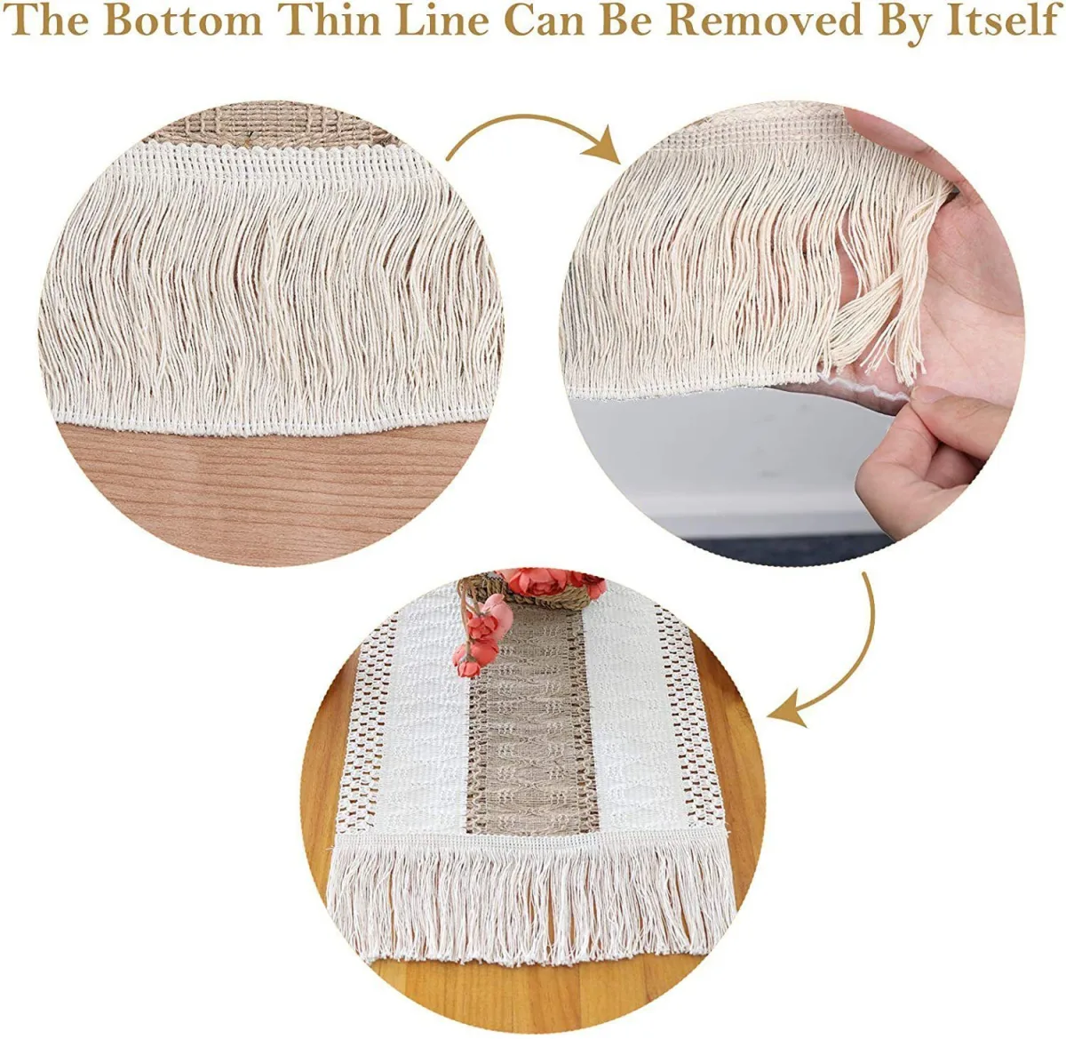 2-Pack Table Runner MX06, Full Cotton Middle, Straight Edge, With Tassels