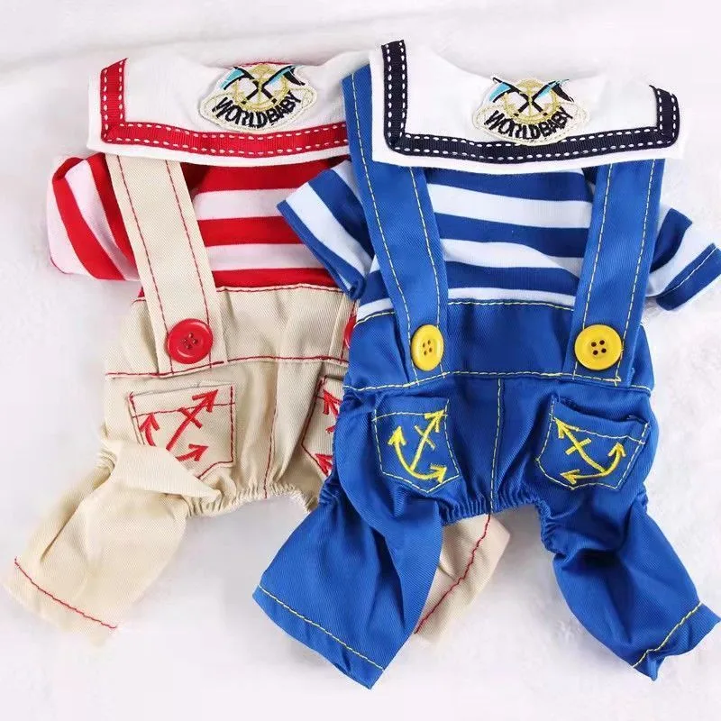 Dog Clothes, Striped Bear Four-Legged Jumpsuit Red, Suitable for Small Dogs, XL