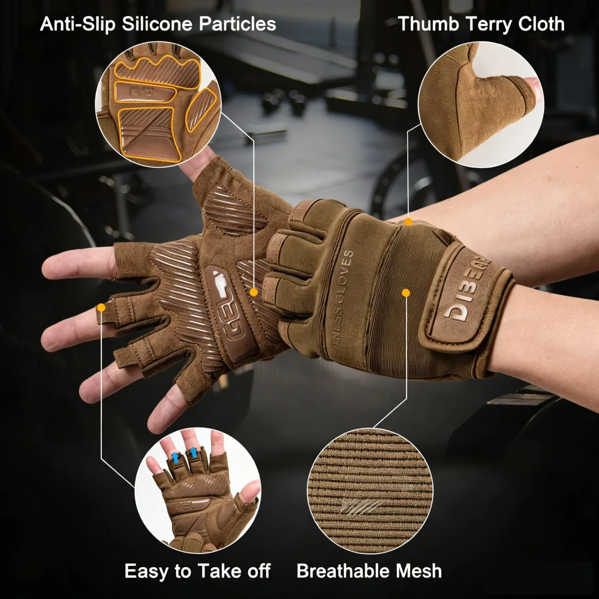 Fitness Protective Gloves, Black, Size XXL