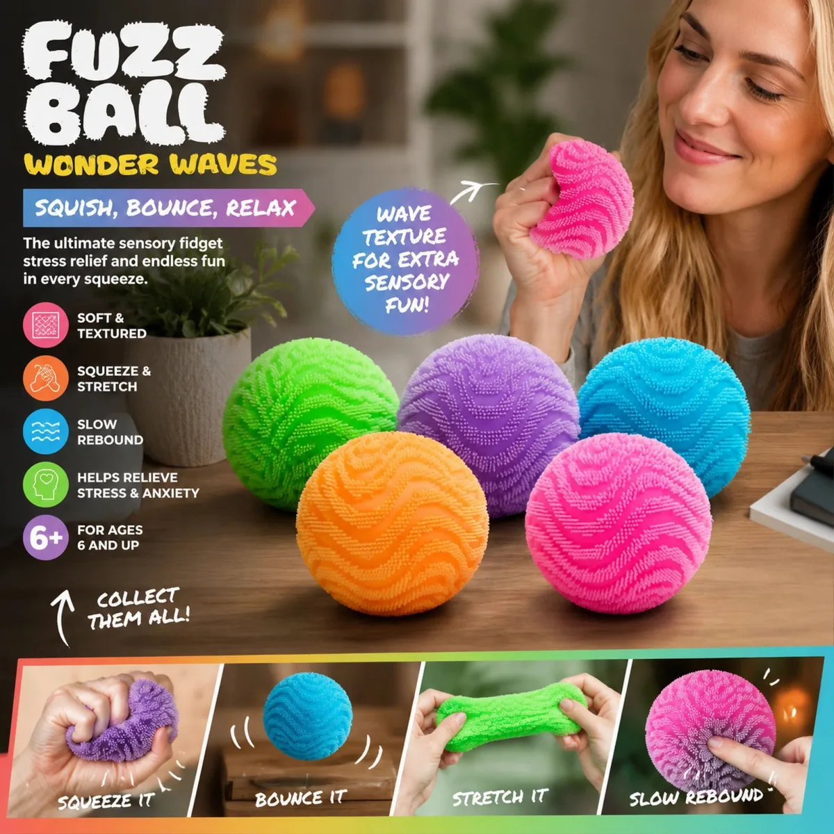 Calming Spiky Ball Squishy Blue 2 Pack