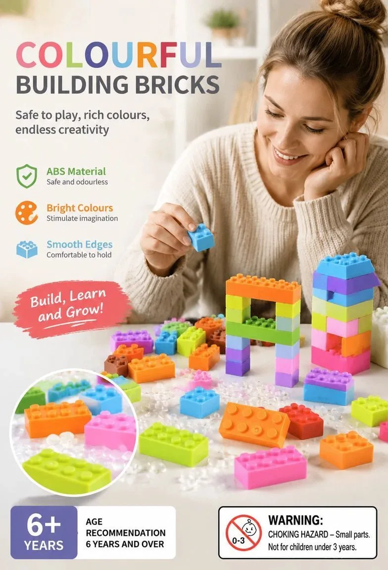 Gift-Worthy Mini Building Blocks DIY Puzzle Toy, 200pcs Color Box Pack (Separater & Instruction Included)