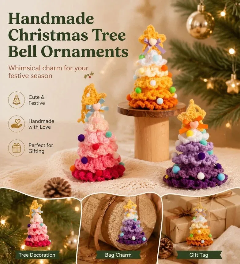 2 Pack Crochet Ornament D+E Rainbow 1 & Rainbow 2, Colourful Xmas Duo