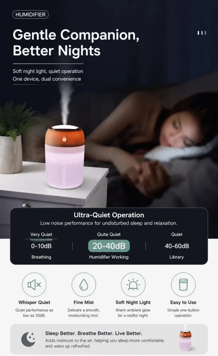 2 Pack Colour Light Humidifier 330ML Pink, Festive Bundle