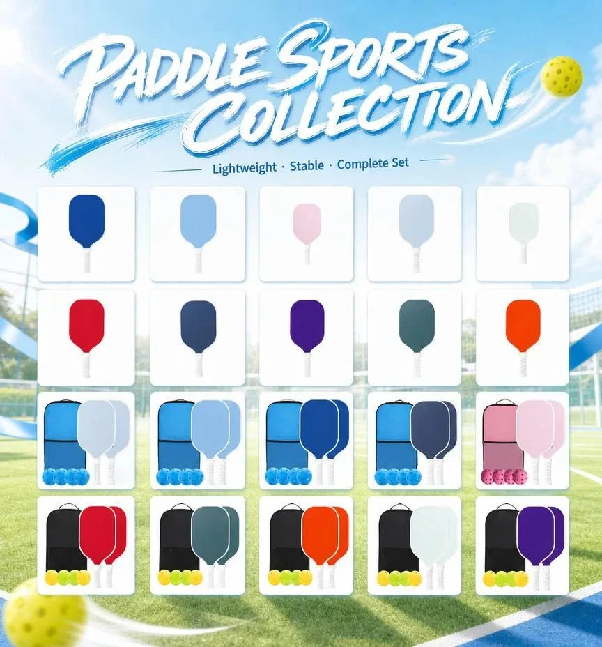 Minimal Fiberglass Pickleball Paddle Grey Blue, Lightweight Lessens Arm Soreness, Dad Xmas Gift