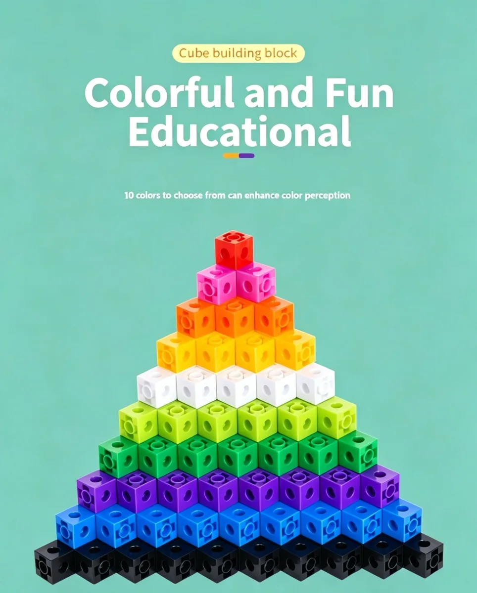 50pcs 10 Colors Mixed PP Square Building Blocks