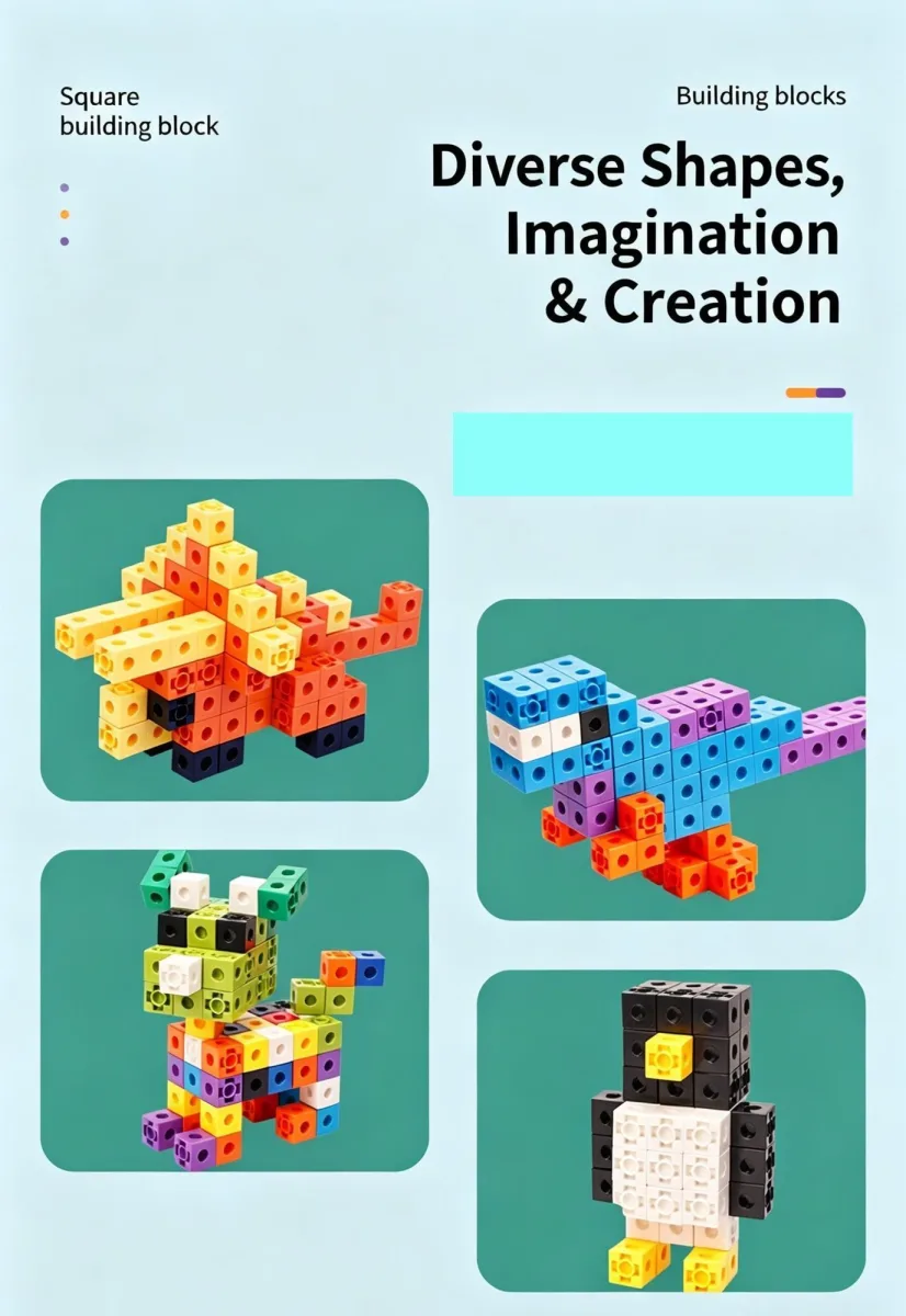 200pcs 10 Colors Mixed PP Square Building Blocks