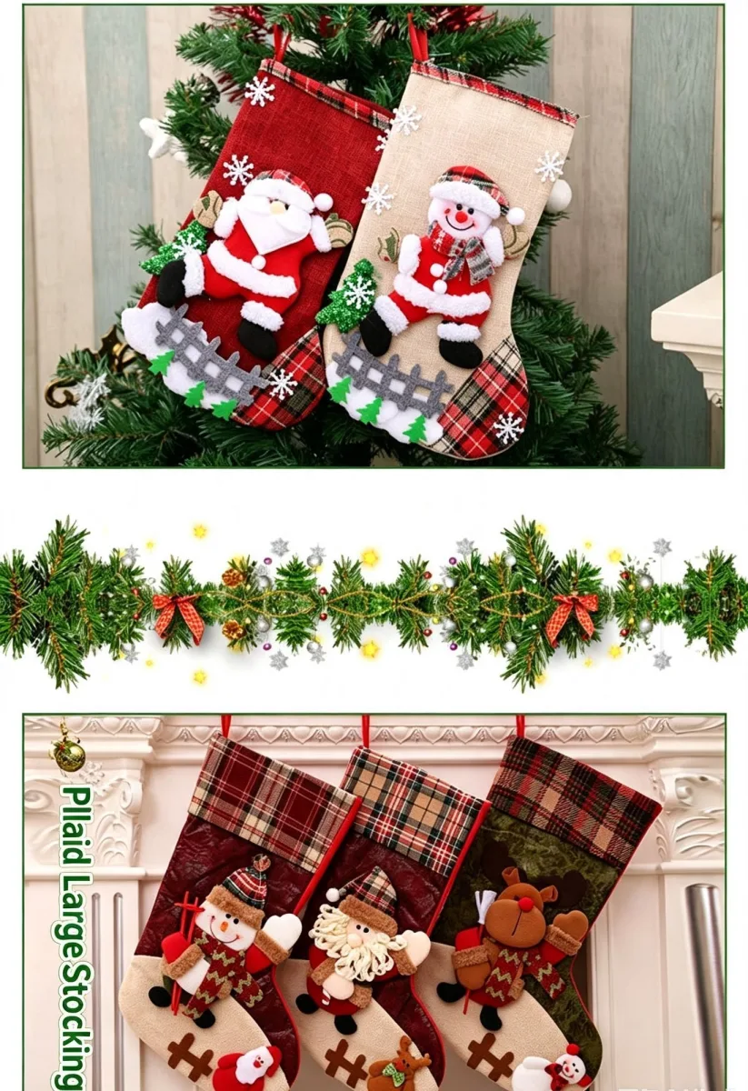 3D Oversized Reindeer Christmas Stocking, Festive Hanging Present Bag For Xmas, 40*25cm