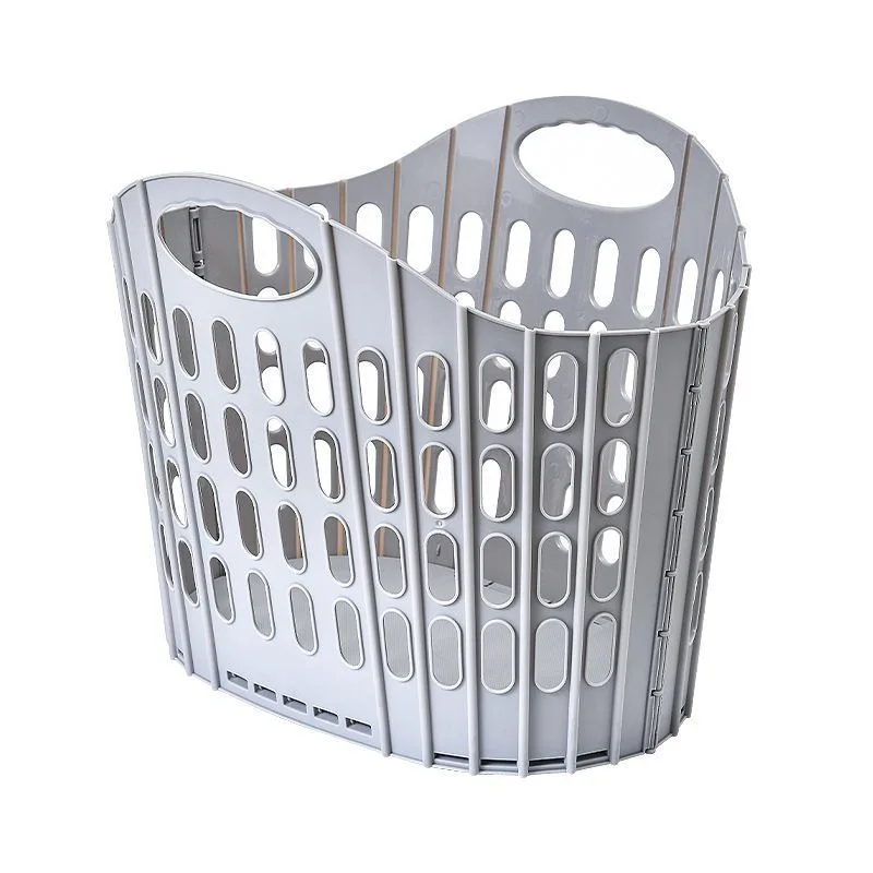 Large Hollow-out Foldable Laundry Basket, Blue Wall Hanging Clothes Hamper, Practical Storage for Dirty Clothes & Linen
