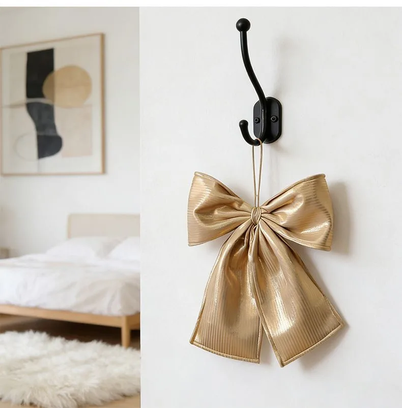 Christmas Tree Top Large Plush Bow Ornament, Hanging Decorative Bow For Holiday Scene Setting, Dark Green Velvet 40x200cm