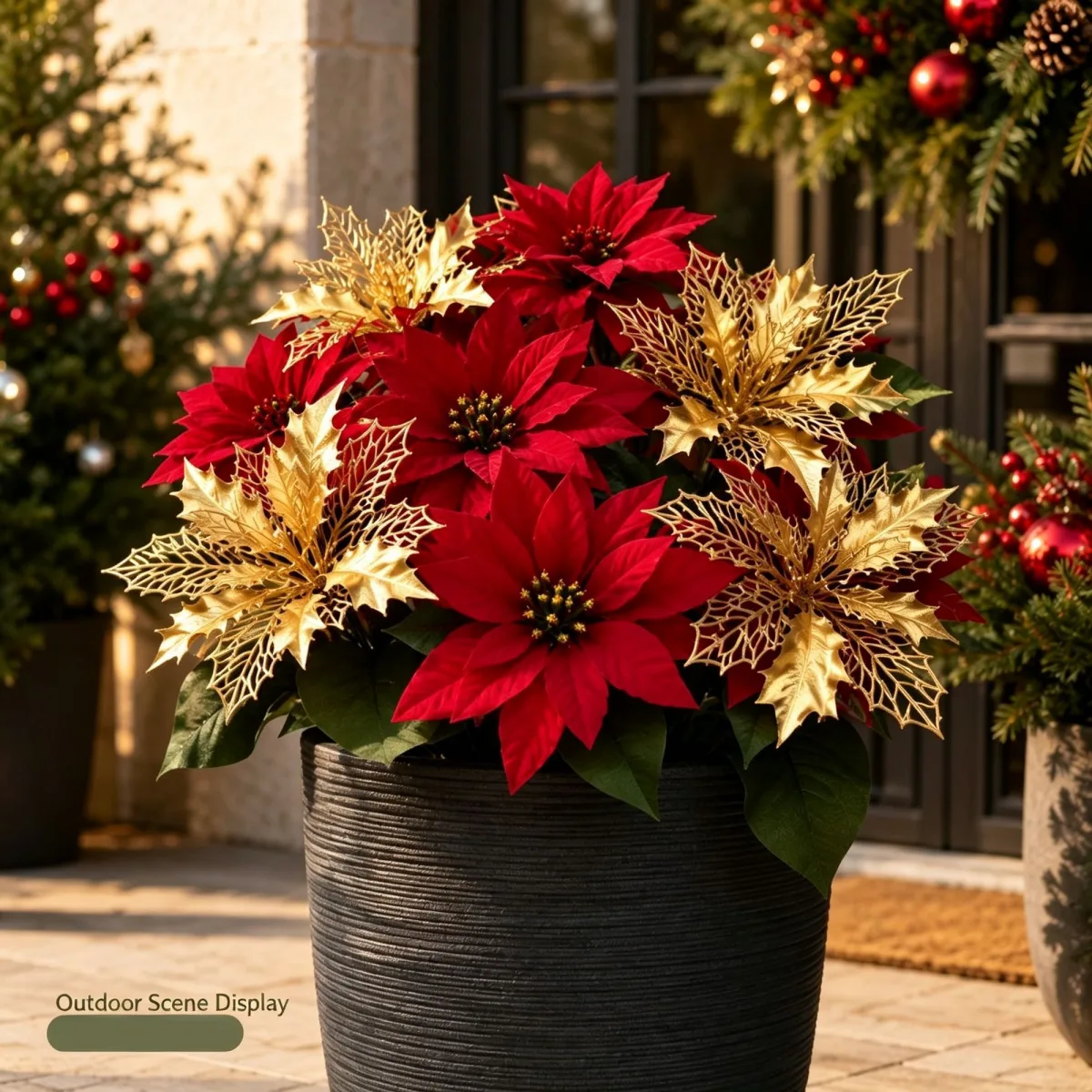 Christmas Gold Flower Bundle Artificial Floral Bunch DIY Home Decor SD56 2 Pcs Recommended Christmas Holiday Gift