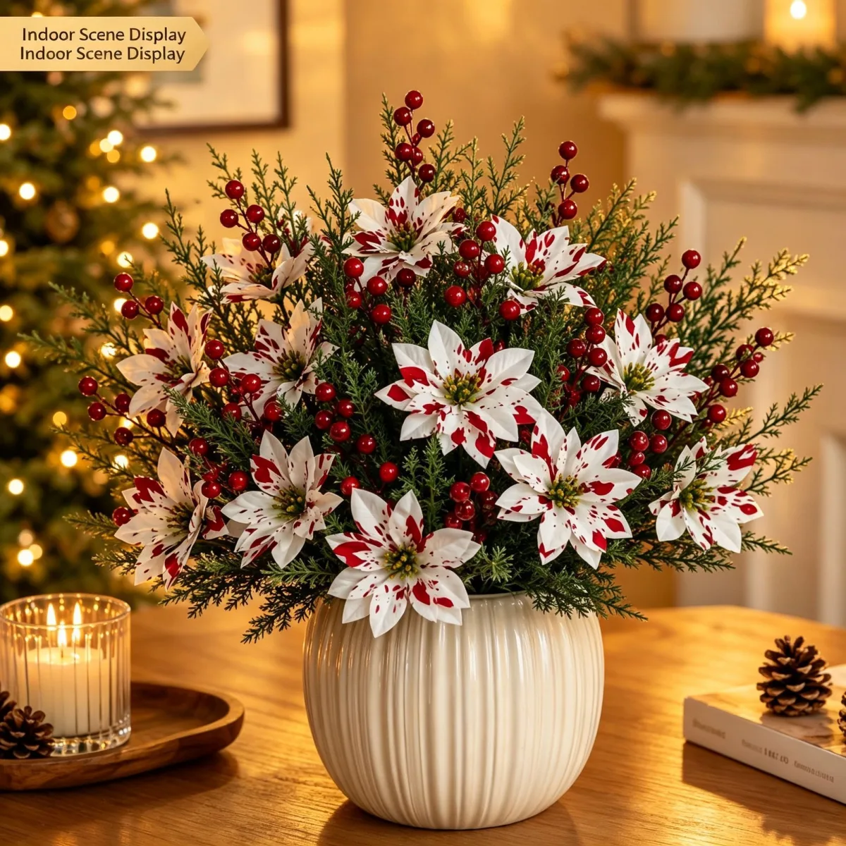 Christmas Gold Flower Bundle Artificial Floral Bunch DIY Home Decor SD56 2 Pcs Recommended Christmas Holiday Gift