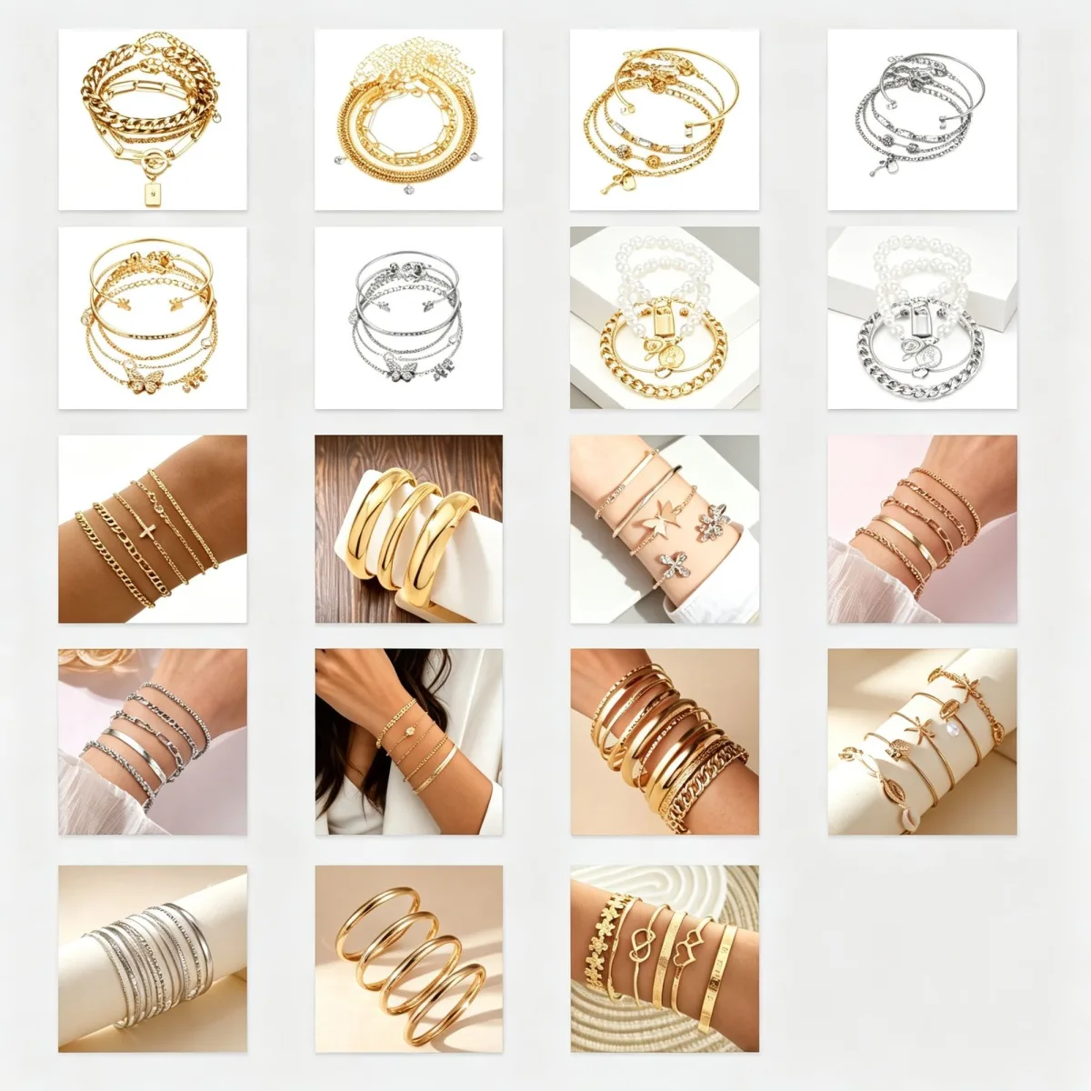 Chic Stackable Irregular Bangle Set Women Retro Bracelet Set h564 Ideal Christmas Gift