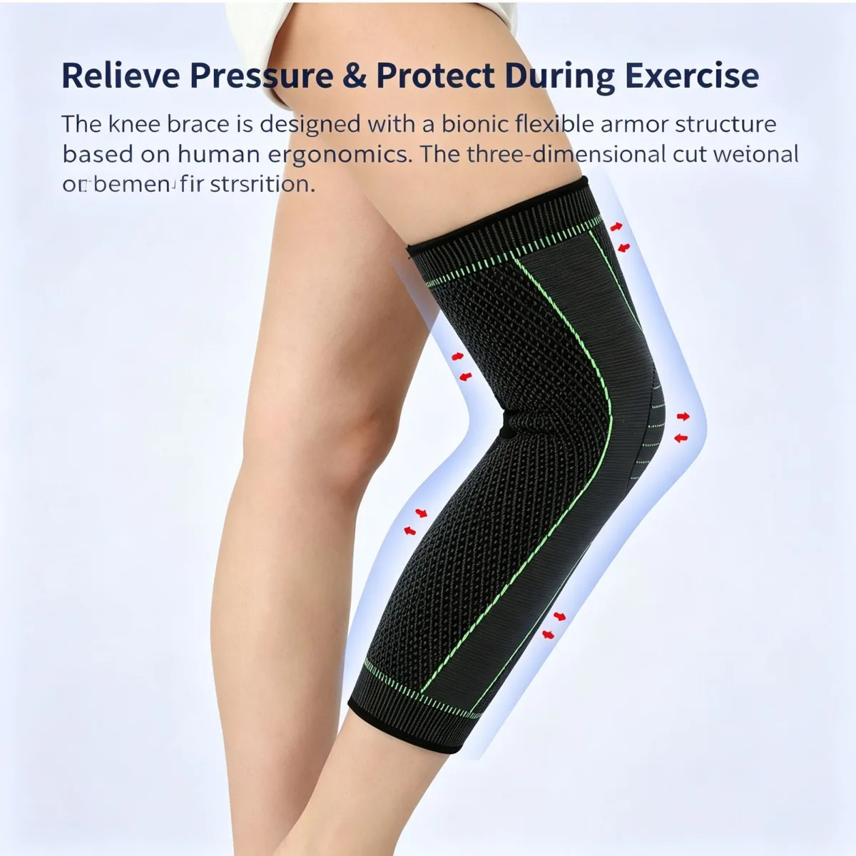 3D Long Knit Knee Pads Anti-Slip Breathable Compression Support for Basketball Running Workout 1 Pair XL Suitable for Christmas Gifting