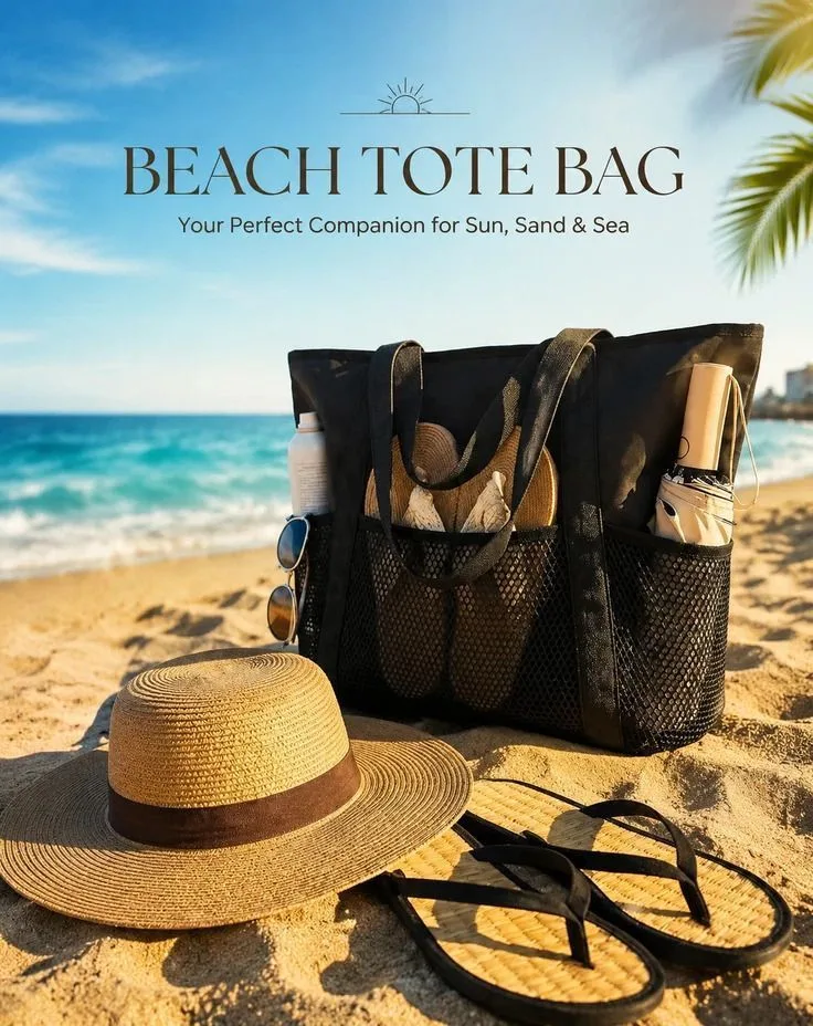 Dark Grey & Brown Large Capacity Beach Handbag Combo 2Pcs