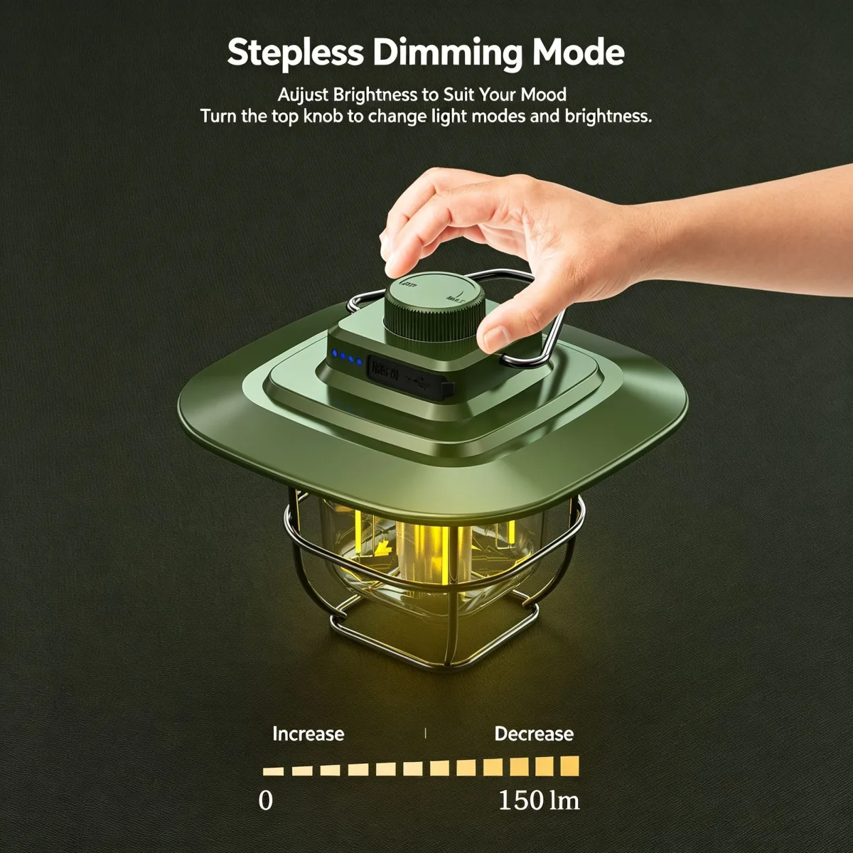 Green Ambient Camping Lantern | Christmas Forest Glow Gift | Waterproof LED Outdoor Lantern Long Lasting Portable Handheld Camp Light