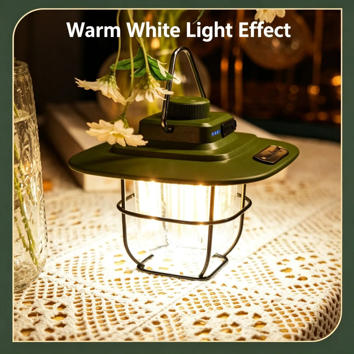 Green Ambient Camping Lantern | Christmas Forest Glow Gift | Waterproof LED Outdoor Lantern Long Lasting Portable Handheld Camp Light