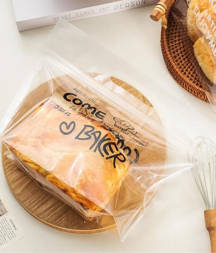 100 Pack White Border Toast Bag, Large 26.5×32+11cm