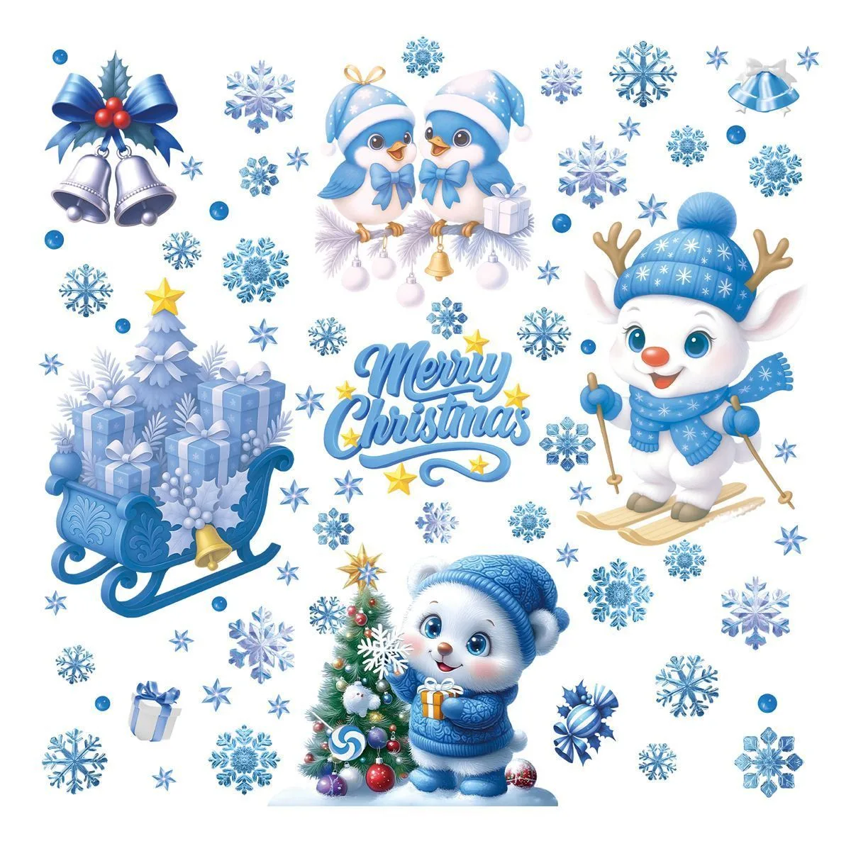 4 Styles Christmas Window Stickers Pack-01