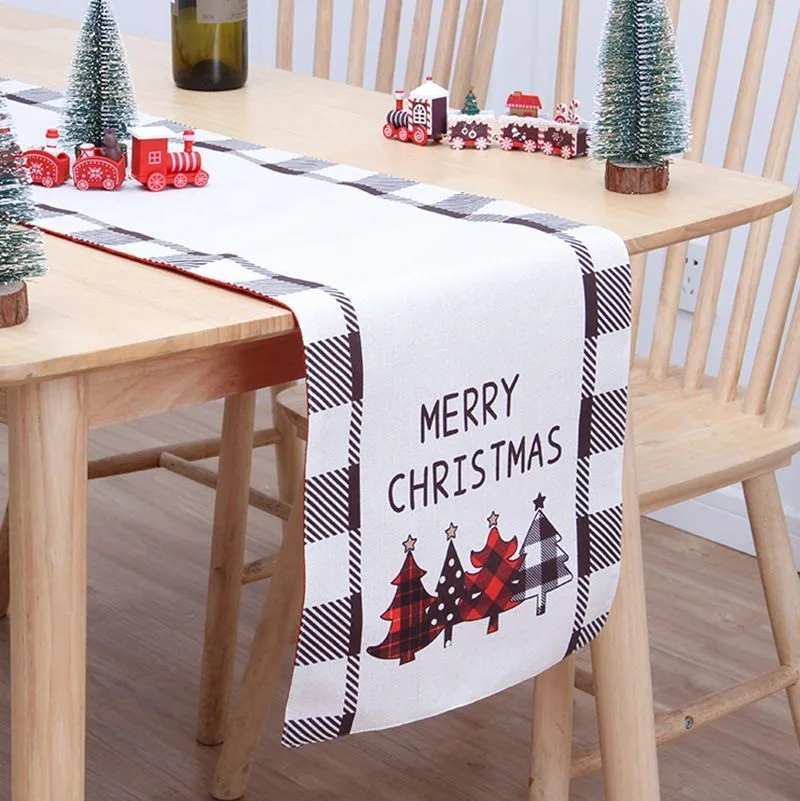 2Pcs Christmas Printed Table Runner 013