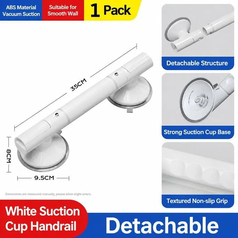 Extended White Suction Grab Bar