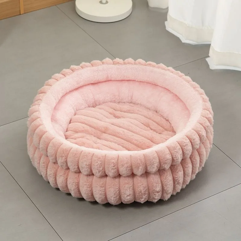 Notch Version Round Bed - Pink, Size L: 60×60×15cm