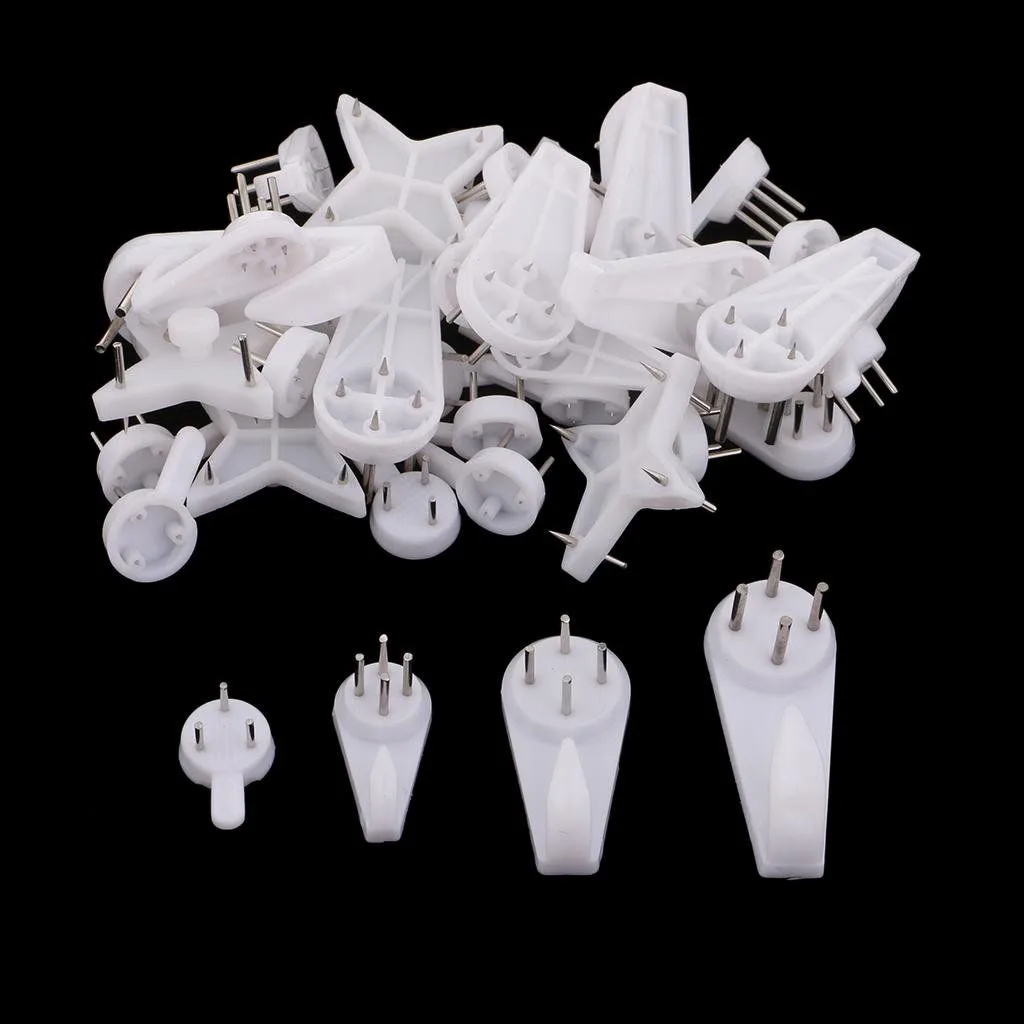 40 Count Heavy Duty Picture Hangers for Brick Concrete and Cinder Walls With Installation Pins