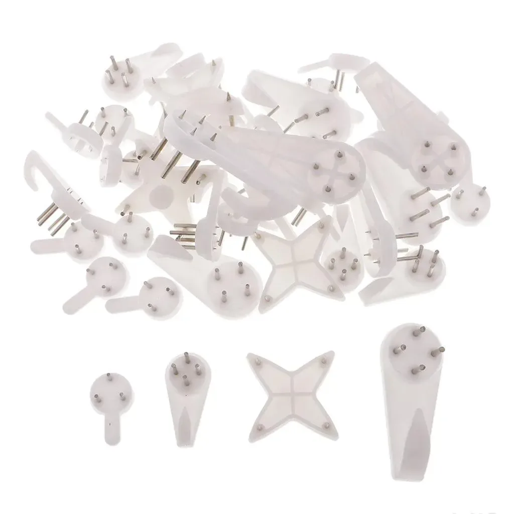 40 Count Heavy Duty Picture Hangers for Brick Concrete and Cinder Walls With Installation Pins