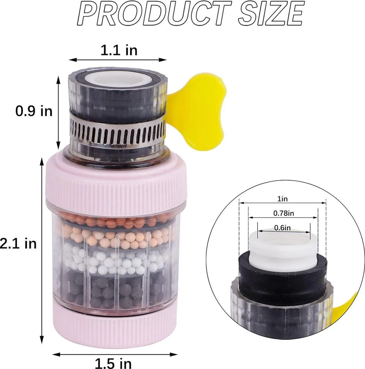 3 Piece Six Layer Activated Carbon Faucet Filter Set for Kitchen Sinks, Splashproof