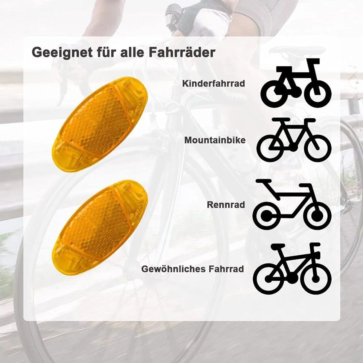 4 Piece Orange Bicycle Wheel Spoke Reflector Set for Night Safety