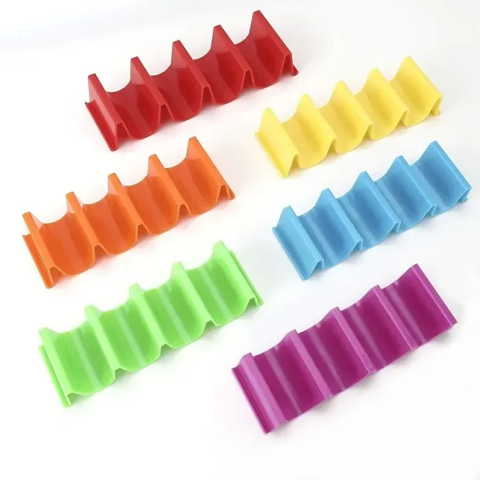 6 Piece Stackable ABS Taco Stand Set, Assorted Colors, Countertop Display