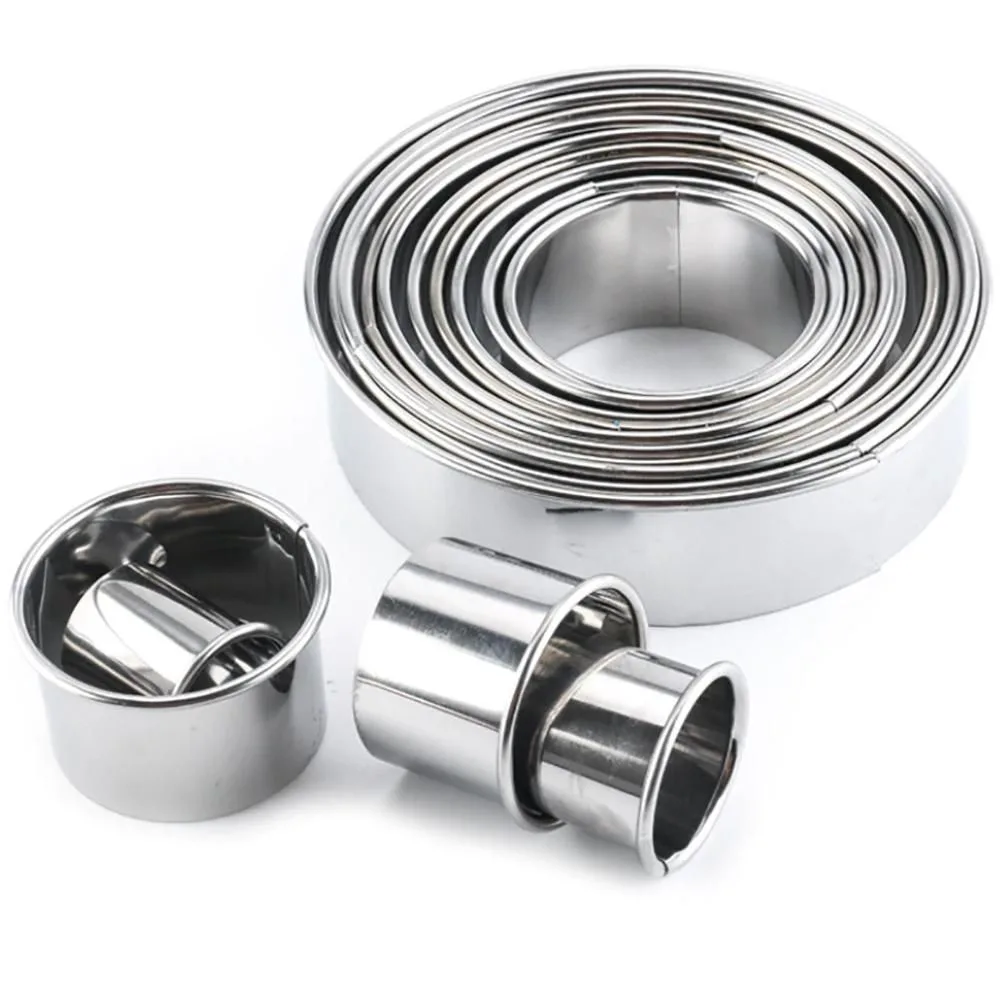 14pcs Round Cookie Cutters, Silver