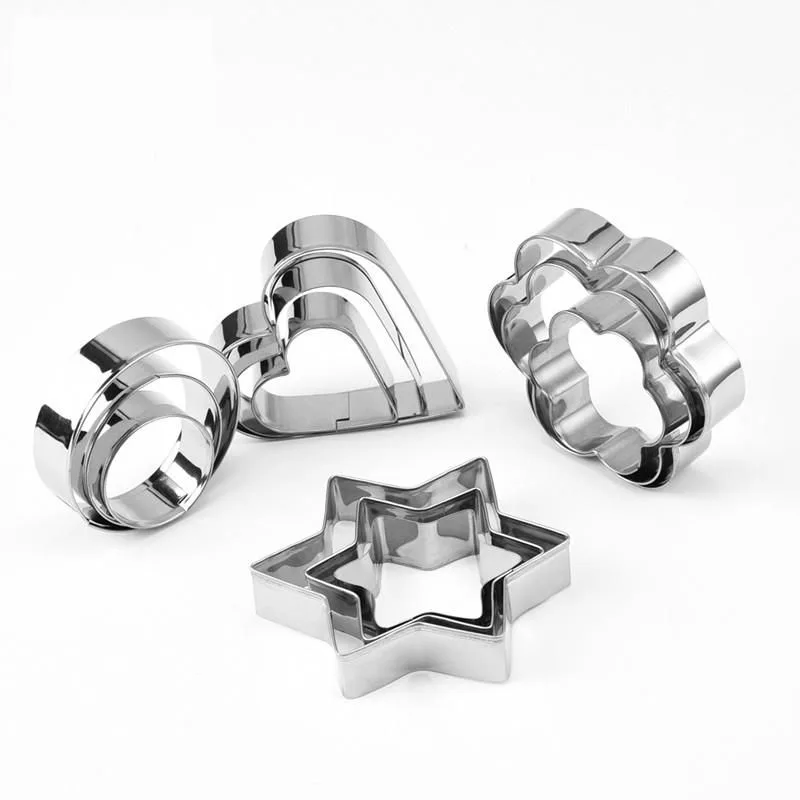 12pcs Baking Molds Cookie Cutters Gingerbread Molds, Silver