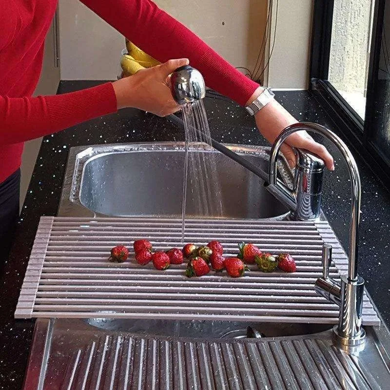 Foldable Stainless Steel Dish Rack, Silver