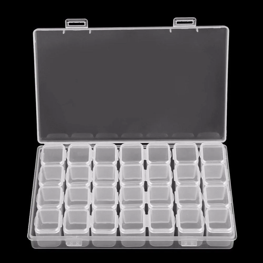 28-Slots Clear Diamond Painting Storage Box, Compatible with DIY Craft Organizers