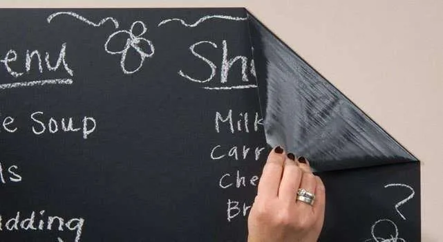 Reusable Self-Adhesive Chalk Poster with Crayons, Black